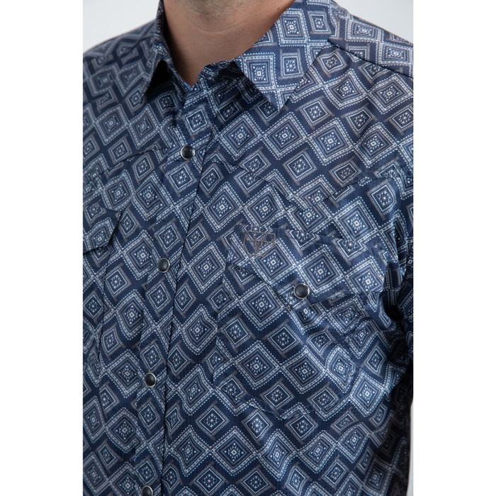 Mens "PERFORMANCE" Western Short Sleeve Shirt- Navy