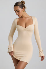 Slinky Jersey A-Line Mini Dress in Buttercream