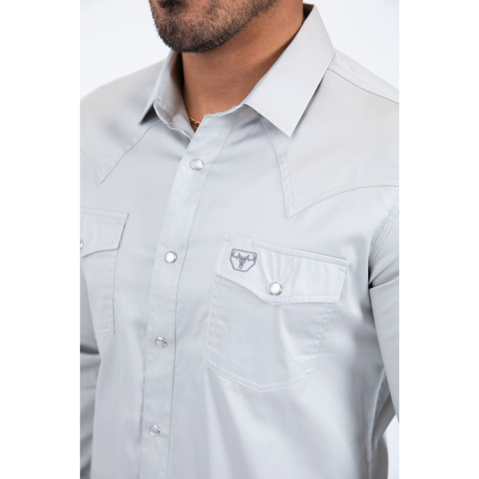 Platini Men's Modern Fit Dress Shirt - Light Gray