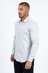 Platini Men's Modern Fit Dress Shirt - Light Gray