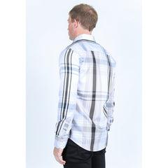 Platini Men’s Plaid Digital Print Shirt - White