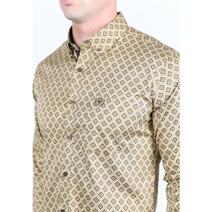 Platini Men’s Satin Cotton/Spandex Shirt - Beige