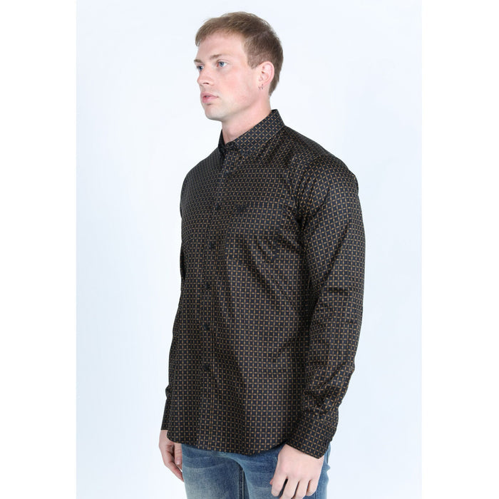 Platini Men’s Satin Cotton/Spandex Shirt - Black