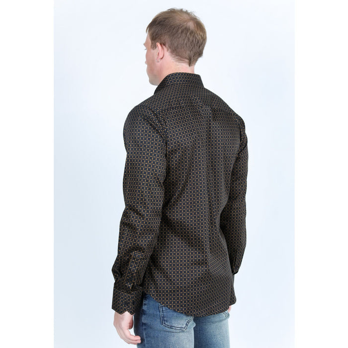 Platini Men’s Satin Cotton/Spandex Shirt - Black