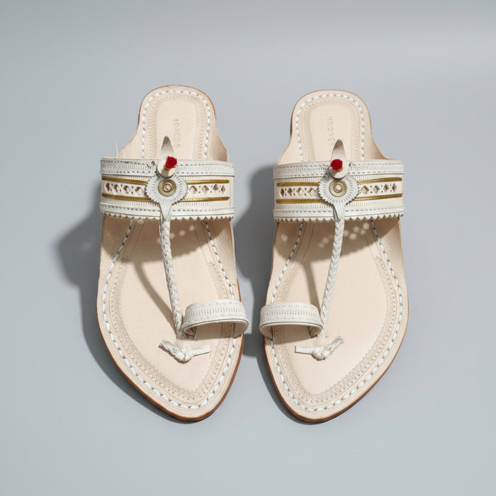 Rajaram leather Kolhapuri chappal for men in rich handcrafted brown leather by NIIRA
