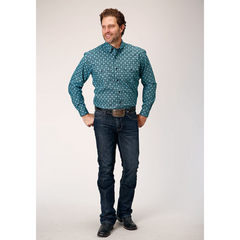 Roper Men's Lattice Medallion Print Long Sleeve Shirt
