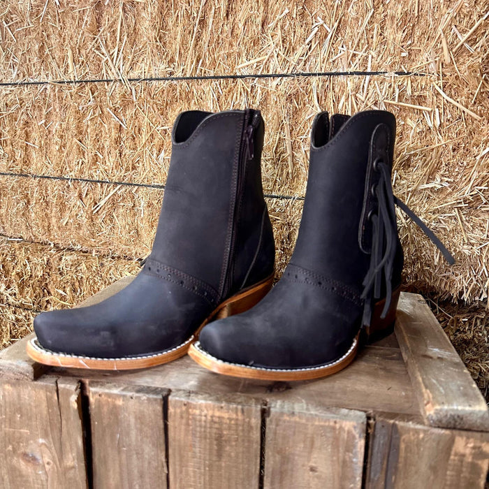 "Sierra" Artillero Fringe Bootie- Dark Brown