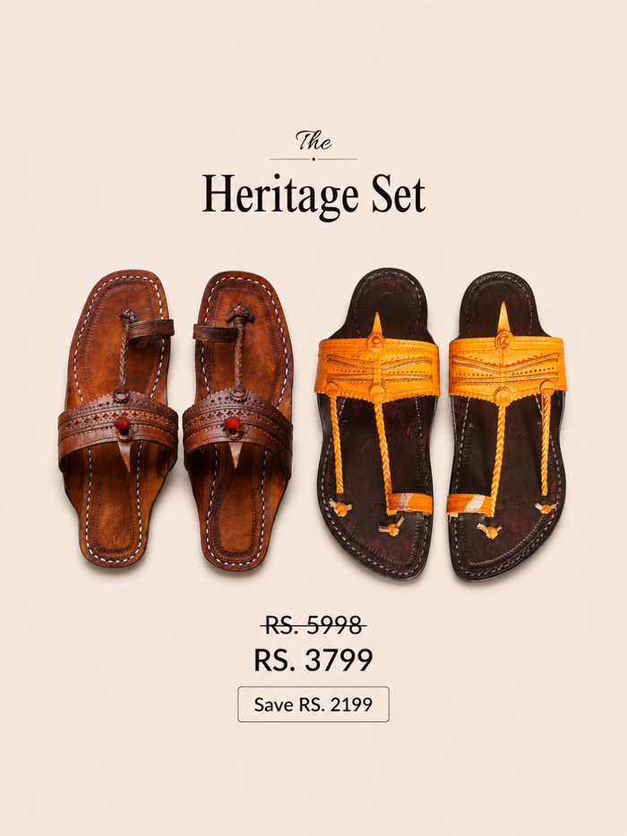 The Classic and Double Contrast Kolhapuri chappal combo for men, handmade leather sandals by NIIRA