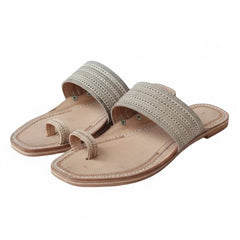 The Natural Toe Kolhapuri chappal for men, handcrafted tan leather sandal with toe loop by NIIRA