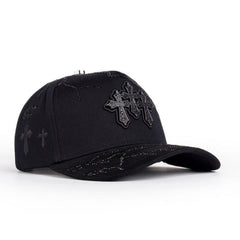Triple Cross Rhinestone Snapback Hat – Blackout Edition