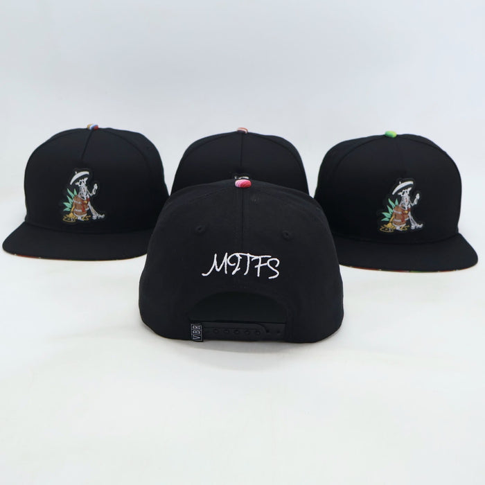 VBR Jalisco black cotton blend snapback cap back view with adjustable snapback closure