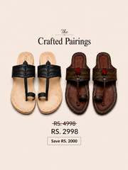 Veer Kolhapuri + Royal Kolhapuri Chappal combo for men by NIIRA, handcrafted leather sandals