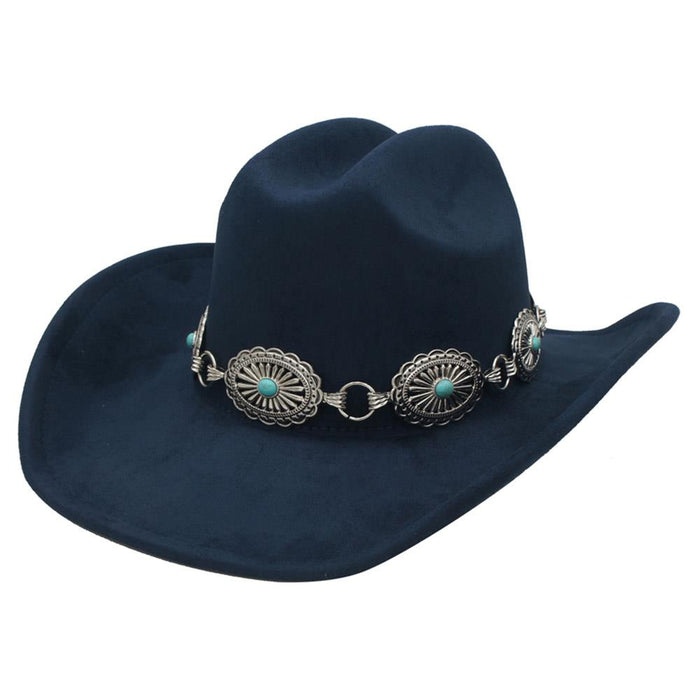 Western Festival Cowboy Hat with Concho Belt Band - Navy