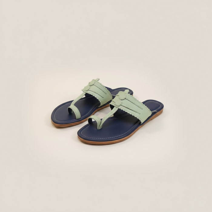 Women Kolhapuri | Vastra Super Soft Kols by NIIRA| Stylish & Comfortable | Handmade by Local Artisans - Blue and Green