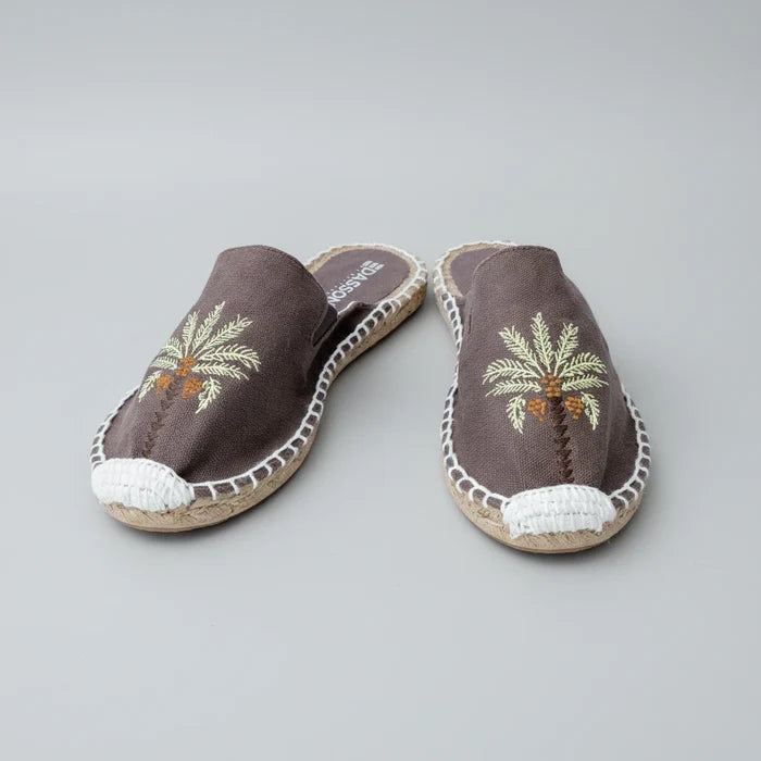 Wren Palm Tree espadrilles for women, handcrafted canvas flats with palm print by NIIRA